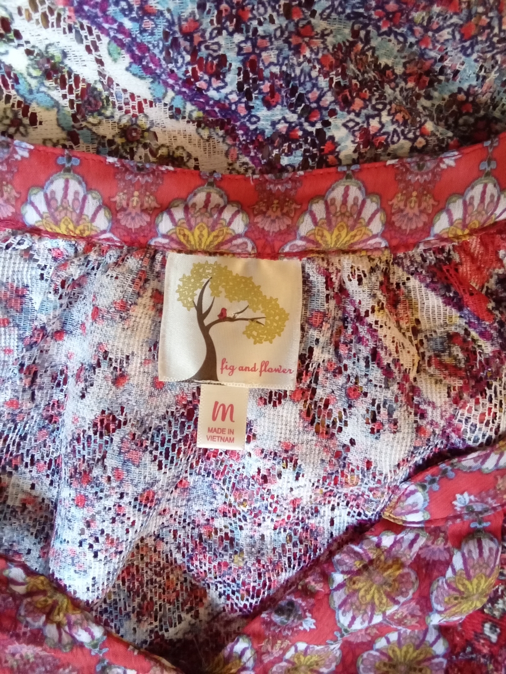 fig and flower Red Mixed-Print Button Down Blouse - Picture 7 of 7